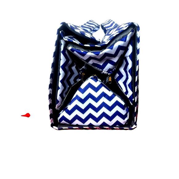 JM New York Blue White Large Cosmetic Caddie Makeup Case - Picture 3 of 9